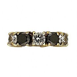 Estate 14k Yellow Gold Round 3 Diamond 2 Sapphire Raised Top Ring