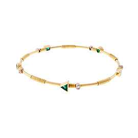 18k Yellow Gold Diamond Emerald Slip On Bangle