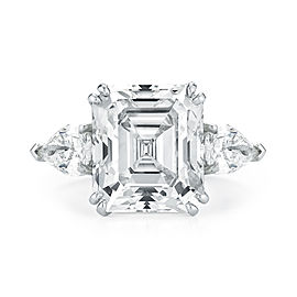 Three Stone Emerald Cut Diamond Engagement Ring J VS1 GIA in Platinum 4.0 cttw