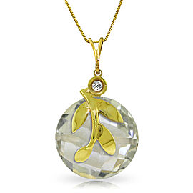 5.32 CTW 14K Solid Gold Necklace Natural Green Amethyst Diamond