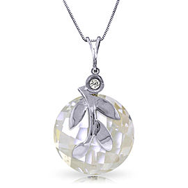 5.32 CTW 14K Solid White Gold Necklace Natural White Topaz Diamond