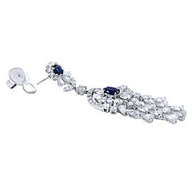 18K White Gold Sapphire, Diamond Earrings