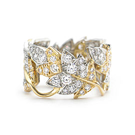 Tiffany Schlumberger Floral Motif Two Tone Diamond Ring 1.60cts Size 6.5