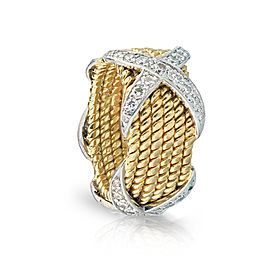18K Yellow Gold, Platinum Diamond Ring Size 6.5