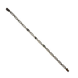 Vintage 1900 Platinum Filigree Top Bracelet 14k Gold Sapphire