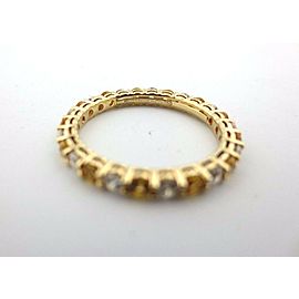 Tiffany & Co 18K Yellow Gold Sapphire & Diamond Shared Prong Band Ring .87Ct
