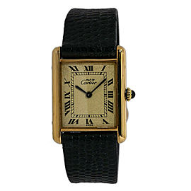 Cartier Tank Vermeil Unisex Hand Winding 925 Gold Plated Watch 24mm