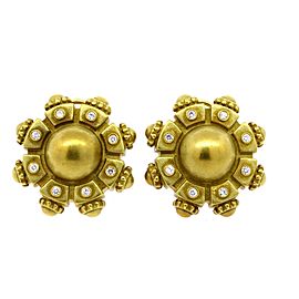 Kieselstein Cord Diamond Clip On Earrings 18k Yellow Gold Large Heavy Etruscan