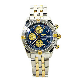 Breitling Chronomat B13356 Chronograph 18K Two Tone Mens Watch 44mm Box & Papers