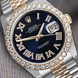Rolex Datejust Blue Diamond Dial & Diamond Bezel Two Tone Watch