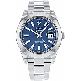 Rolex Datejust Blue Dial SS Smooth Bezel 2014 Watch