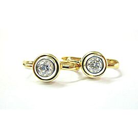 Round Diamond Bezel Set Huggie Earrings 14Kt Yellow Gold .50Ct