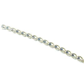 Blue Sapphire & Diamond Yellow Gold Tennis Bracelet 8.10Ct