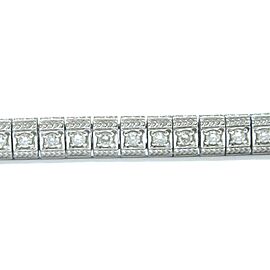 Fine Round Cut Diamond Milgrain White Gold Tennis Bracelet