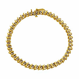 Vintage 14k Yellow Gold S Link Diamond Bracelet 1970s