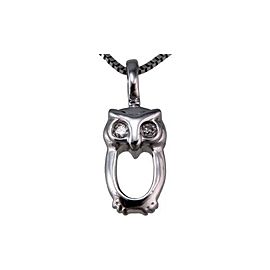 Damiani "Special Moments" 18K White Gold with 0.01ctw Diamond Owl Necklace