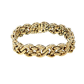 Vintage Heavy Italian Fancy Link Bracelet 18k Yellow Gold