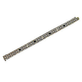 Estate Platinum Top 14k White Gold Sapphire European Cut Diamond Bracelet