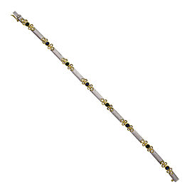 Estate Two Tone Bracelet 18k Gold Diamond Sapphire Emerald