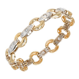 14K Yellow and White Gold with 2.50ct Diamond Circle Bar Link Bracelet