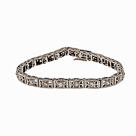 Vintage 14k White Gold Filigree .34ct Diamond Hinged Link Bracelet 1925