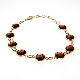 Estate Reddish Brown Checkerboard Cut 10.00ct Double Sided 14k Gold Bracelet