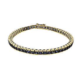 Estate Princess Cut 10.50ct Sapphire Line Bracelet 14k Gold
