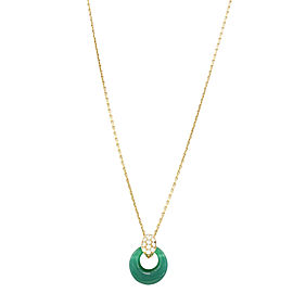 Van Cleef & Arpels 18K Yellow Gold with 0.32ctw Diamond and Green Chalcedony Pendant Necklace