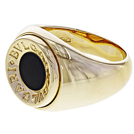 Bulgari 18K Yellow Gold Onyx, Diamond Ring Size 5.5