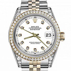 Women's Rolex 31mm Datejust Two Tone Bezel & Lugs White Color Dial with Accent RT Hidden Clasp