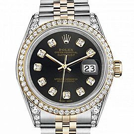Men's Rolex 36mm Datejust Two Tone Bezel & Lugs Chocolate Dial with Accent Hidden Clasp