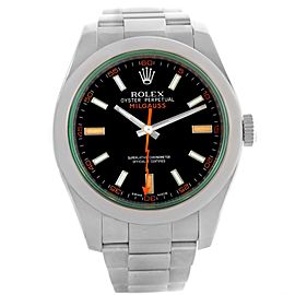 Rolex Milgauss Domed Bezel Green Crystal Stainless Steel Watch 116400V