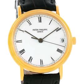 Patek Philippe 3802 Calatrava 18K Yellow Gold Hobnail Bezel Watch