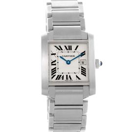 Cartier W51011Q3 Tank Francaise Midsize Date Steel Quartz Watch