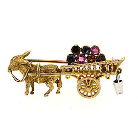 Yellow Gold Amethyst, Sapphire, Citrine Womens Brooch