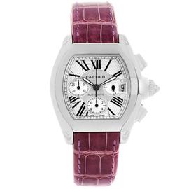 Cartier Roadster W62019X6 Chronograph Silver Dial Violet Strap 49mm Mens Watch