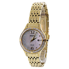 Seiko SUT094 Stainless Steel Gold Plated Mother Of Pearl Dial Diamond Accented 28.5mm Womens Watch