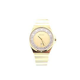 Seiko SXDF72 Gold-Tone Stainless Steel with Crystal Quartz 35.5mm Womens Watch