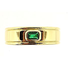 Mens Emerald Wedding Band Ring 18k Yellow Gold Natural Green Solitaire sz 11.75