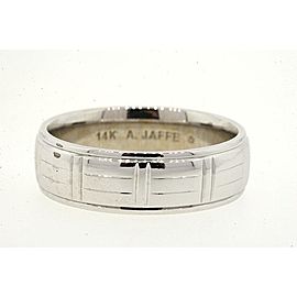 A. JAFFE Wedding Band Ring 7mm 14k White Gold Wide Lined Lines Mens sz 10 9.1G