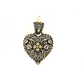 Barbara Bixby Pearl Heart Locket Sterling Silver 18k Gold Pendant