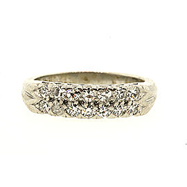 2 Row Diamond Wedding Band Ring Platinum Single Cut .42ct sz 5.75 Vintage