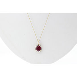 14K Yellow Gold Ruby, Diamond Pendant