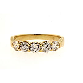 Diamond Band Ring 1 carat SI clarity 14k Gold 5 stone Shared Prong size 6.5