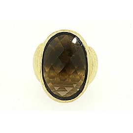 Sima K. Ring 1st Sample Sterling Silver Gold Plated Large Oval Smokey Quartz 7.5