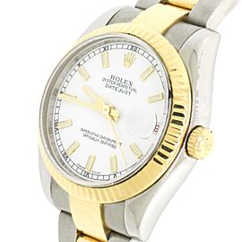 Rolex Datejust Midsize 2-Tone 18K/SS Factory White Dial 31mm Oyster Watch 178273