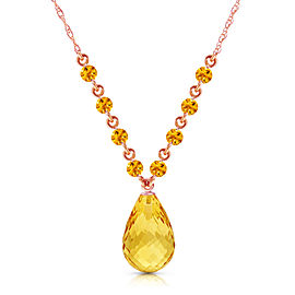 14K Solid Rose Gold Necklace with Natural Citrines