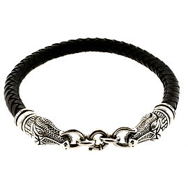 1993 Barry Kieselstein Cord 2 Alligator Choker Collar Necklace Sterling Leather