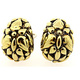 John Hardy Earrings 18k Gold Sterling Silver Pebble Dot Rare 3D Omega back