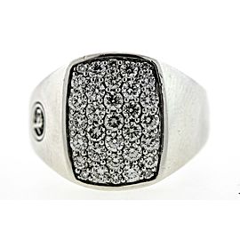 David Yurman Pave Diamond Pinky Ring Sterling Silver 1.15ct $2700 Mens sz 8.25